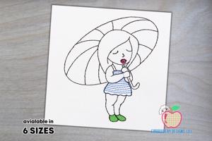 A Girl Holding An Umbrella Running Line