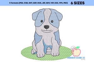 Cute Border Collie puppy Sketch Embroidery