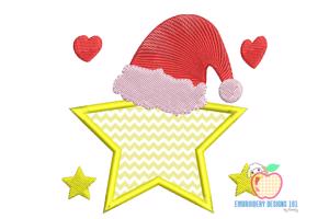 Christmas Star Hat Embroidery Applique