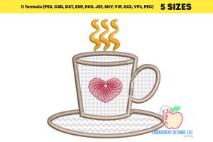 Coffee Mug with Love Applique Embroidery Design