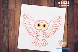 Beautiful Flying Owl Sketch Embroidery