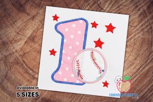 Baseball with Number One Applique