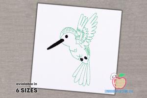 Flying Hummingbird Sketch Embroidery