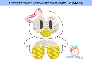 Penguin Girl Sketch Embroidery