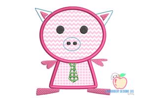 Cute Pig Cartoon Embroidery Applique Designs