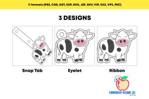 Cow Cartoon ITH Keyfob Design