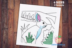 A rabbit in jungle Sketch Embroidery