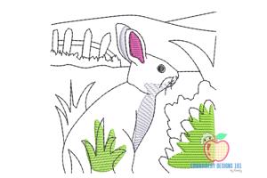 A rabbit in jungle Sketch Embroidery