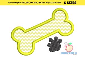 Dog Bone and Paw Applique Design