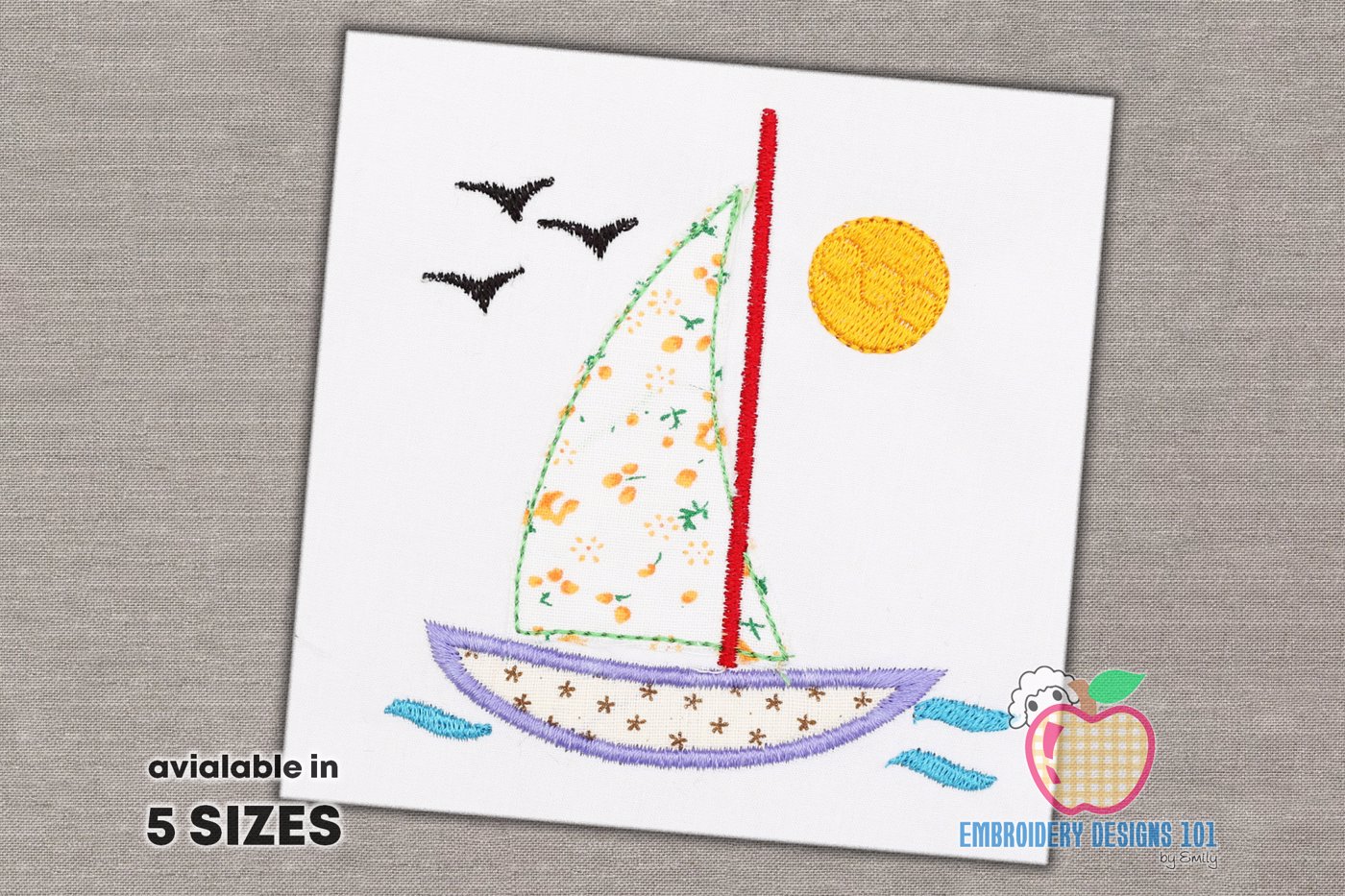 Sailboat in Sea Applique For Kids