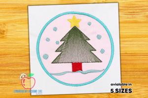 Christmas Tree in Circle Applique