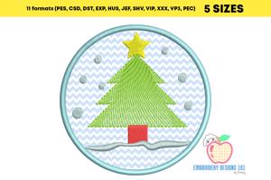 Christmas Tree in Circle Applique