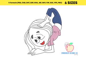 Cartoon Girl Doing The Yoga Sketch Embroidery