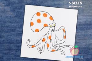 An Octopus Made As The Cartoon Sketch Embroidery