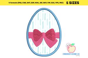 Bow Tied Egg Embroidery Design