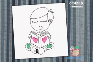 Boy Reading Love Book Quick Stitch