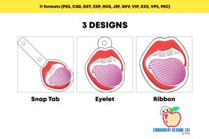 Open Mouth with Tongue ITH Snaptab Keyfob Design