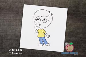 A Boy In A Confusion Sketch Embroidery
