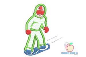 Boy on Snowboard Embroidery Design