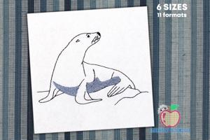 Beautiful Sea lions Sketch Embroidery