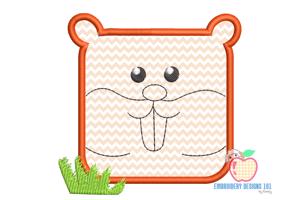 square Squirrel Applique Design