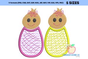 Baby Girl Twins Embroidery Applique