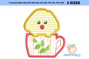 Cute Puppy in the tea Cup Applique for Kids