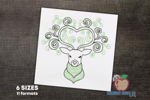 A Head Of The Deer With The Design Sketch Embroidery
