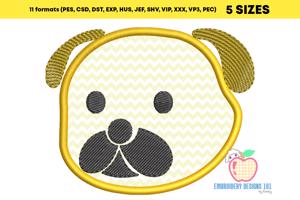 Pug Dog Embroidery Applique