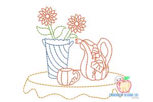 A Mug Made With Pumpkin With A Sunflower Bean Stitch