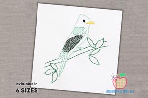 Pewee on Branch Sketch Embroidery
