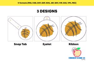 Basketball Lines ITH Key Fob Pattern