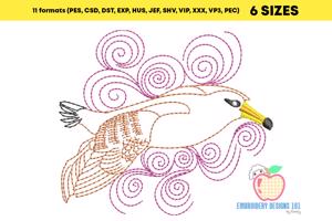Laysan Lineart Sketch Embroidery