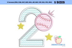 2nd Baseball Birthday applique for Kids