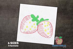 Juicy Strawberry Sketch Embroidery