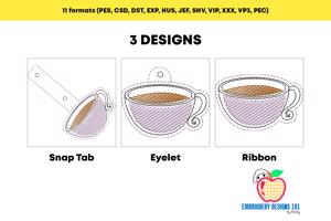 Hot Tea Cup ITH Keyfob Design