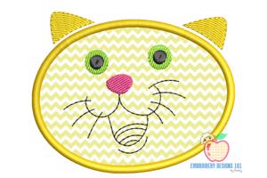 Happy Cat Face Applique Pattern