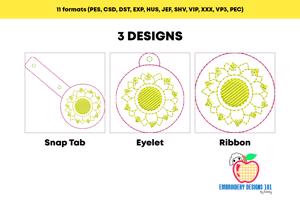 Sunflower ITH Snaptab Keyfob Design