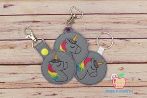 Unicorn In The Hoop Keyfob