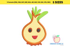 An Onion With A Smile As Cartoon Applique