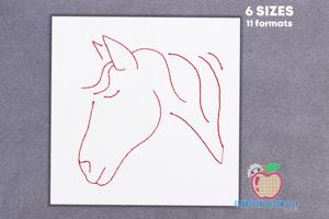 A Horse Made In Red Lineart Bean Stitch