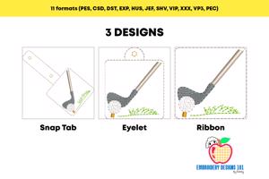 Golf Club Golf ITH Key Fob Pattern
