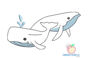 Whale Couple Sketch Embroidery