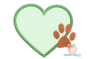 Design Of Heart With The Paw Footprint Applique