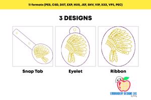 Indian Chief In the Hoop ITH Snaptab Keyfob Design