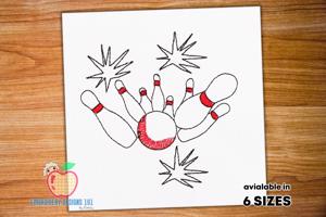 Bowling Pins and Ball Sketch Embroidery