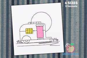 Retro Camper van Sketch Embroidery