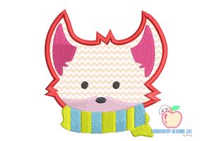 Fox Wearing scarf in winter Applique