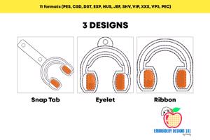 Headphones ITH Key Fob Pattern