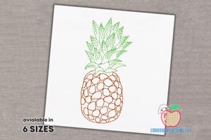 Fresh Ripe Pineapple Fruits Line Art